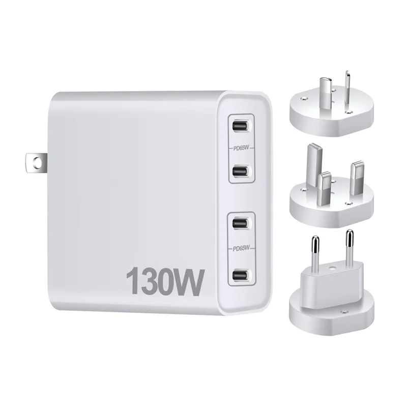 

130W 4Port PD 3.0 GaN USB Type C Charger Adapter Fast Charging Station Double 65W Wall For MacBook iPad iPhone Laptop Notebook