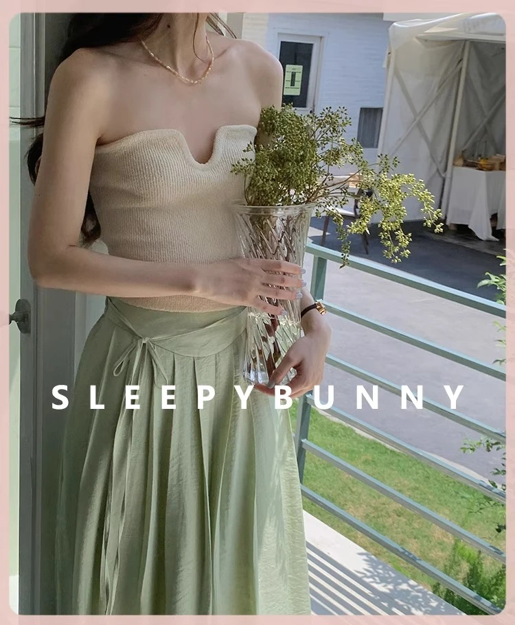 Summer Strapless Knit Tube Top Women – Soft Sweetheart Neckline Slim Fit Crop Top with Anti-Slip Design, Sexy Invisible Bandeau