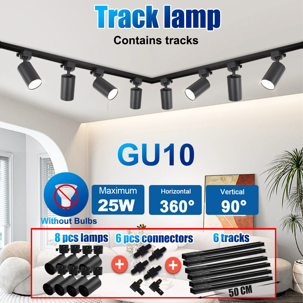 LED GU10 Track Light Ceiling Track Lamp Set 85-265V Ceiling Spotlights Indoor Led Spotlight for Living Room Store Kitchen Decor