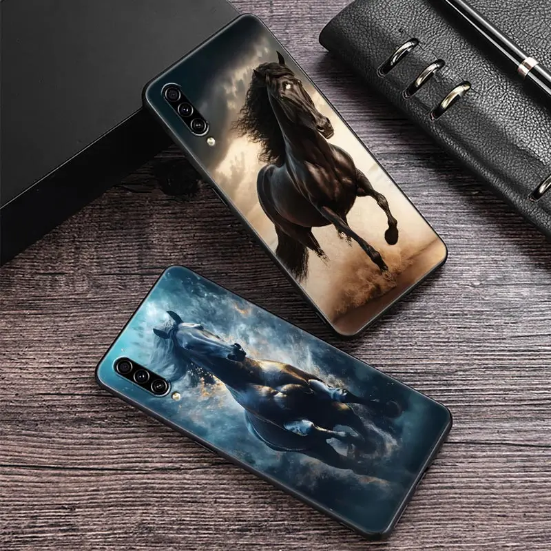 

Horses Phone Case For Samsung Galaxy A7 A8 A9 2018 A30 A30S A50 S A20 A70 A10 Note 9 10 20 Ultra Back Cover Horse Black Stallion