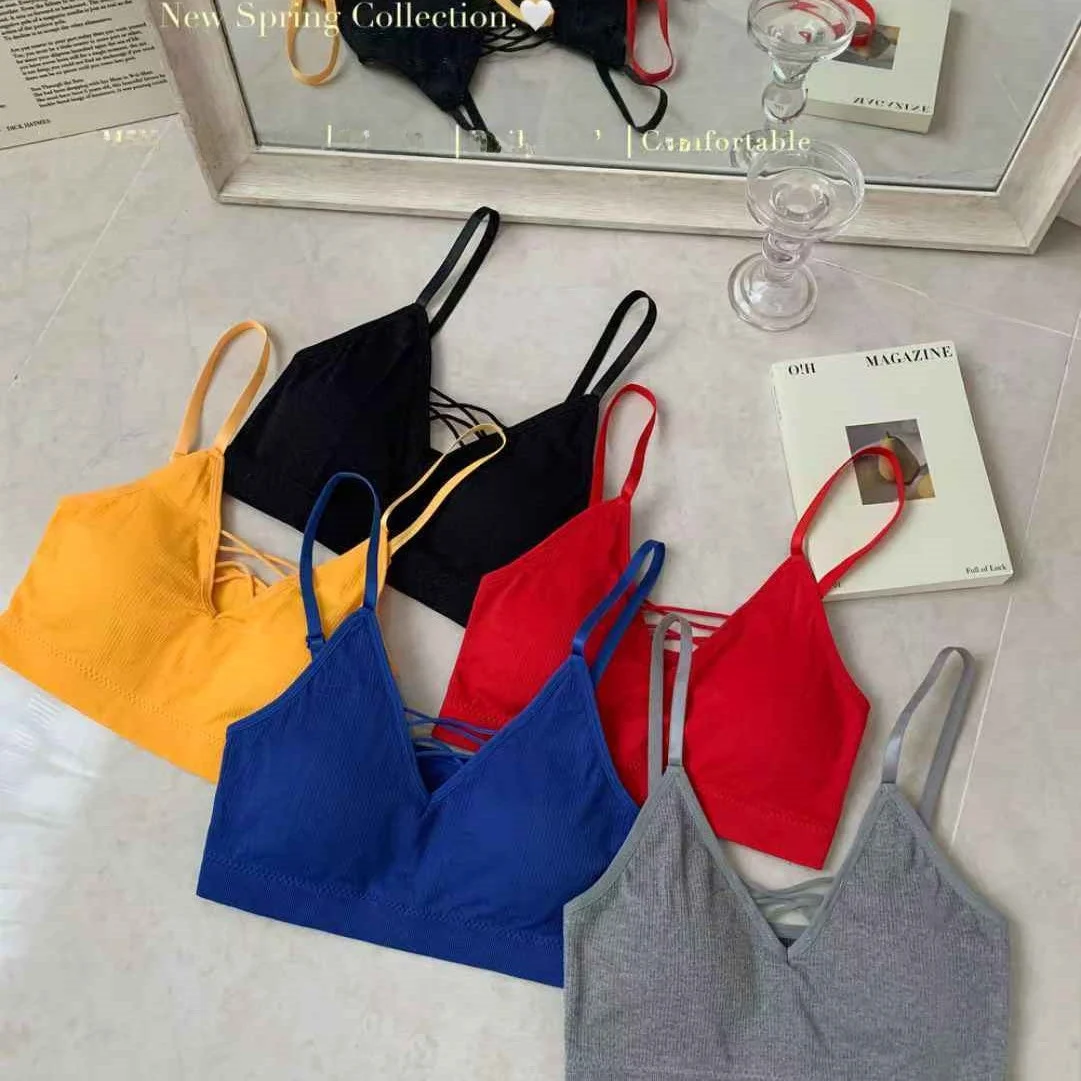 Verano nuevo Pure Desire Spicy Girl chaleco con tiras cruzadas mujeres que adelgazan una sola pieza con almohadilla en el pecho interior sexy mezcla de algodón de nailon o...