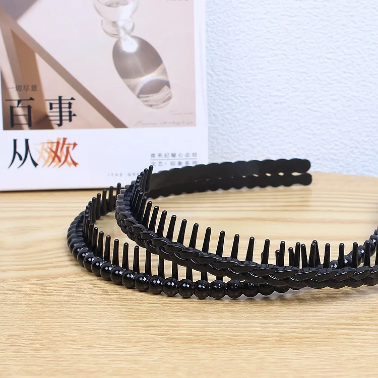 Simple Black Plastic Long Tooth Headband Non-slip Headband Bright Spray Paint Tooth Comb Hairpin Wave Braid Headpin