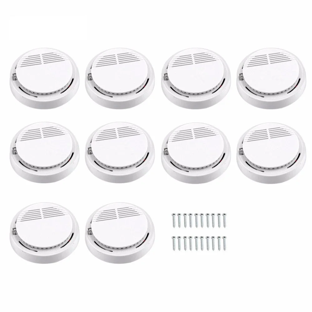 

ESCAM 5Pcs 10Pcs Smoke Sensor Alarm Sensitive Photoelectric Independent Fire Smoke Detector for home security alarm system