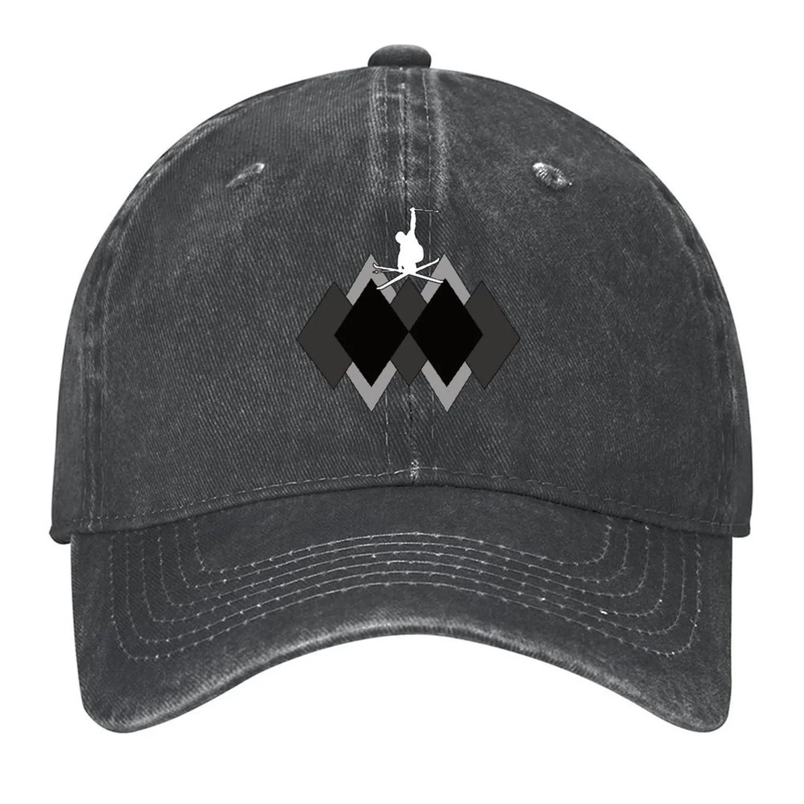 

Ski Double Black Diamonds Silhouette Baseball Cap Visor tactical cap fishing hat luxury woman cap Caps Women Men's