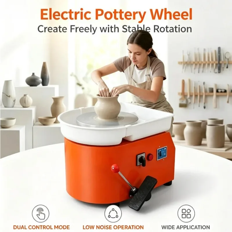 220V Pottery Wheel Machine Ceramic Art Machine Electric Drawing Machine with 25CM Turntable School Pottery Household