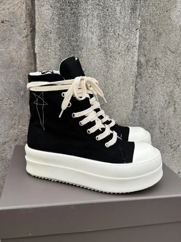 High Top Canvas Shoes Unisex Embroidered Casual Thick Bottom Heightening All-Match Short Boots Trendy for Couples