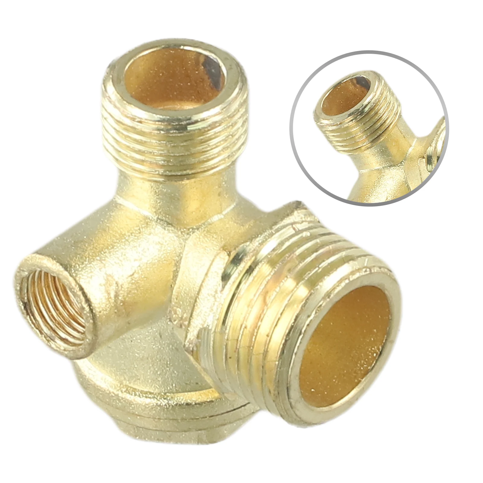 1pc 3-Port Air Compressor Check Valve Brass Central Connector Tool Male Threaded Valves Thread 10mm 16mm 20mm Pneumatic Parts