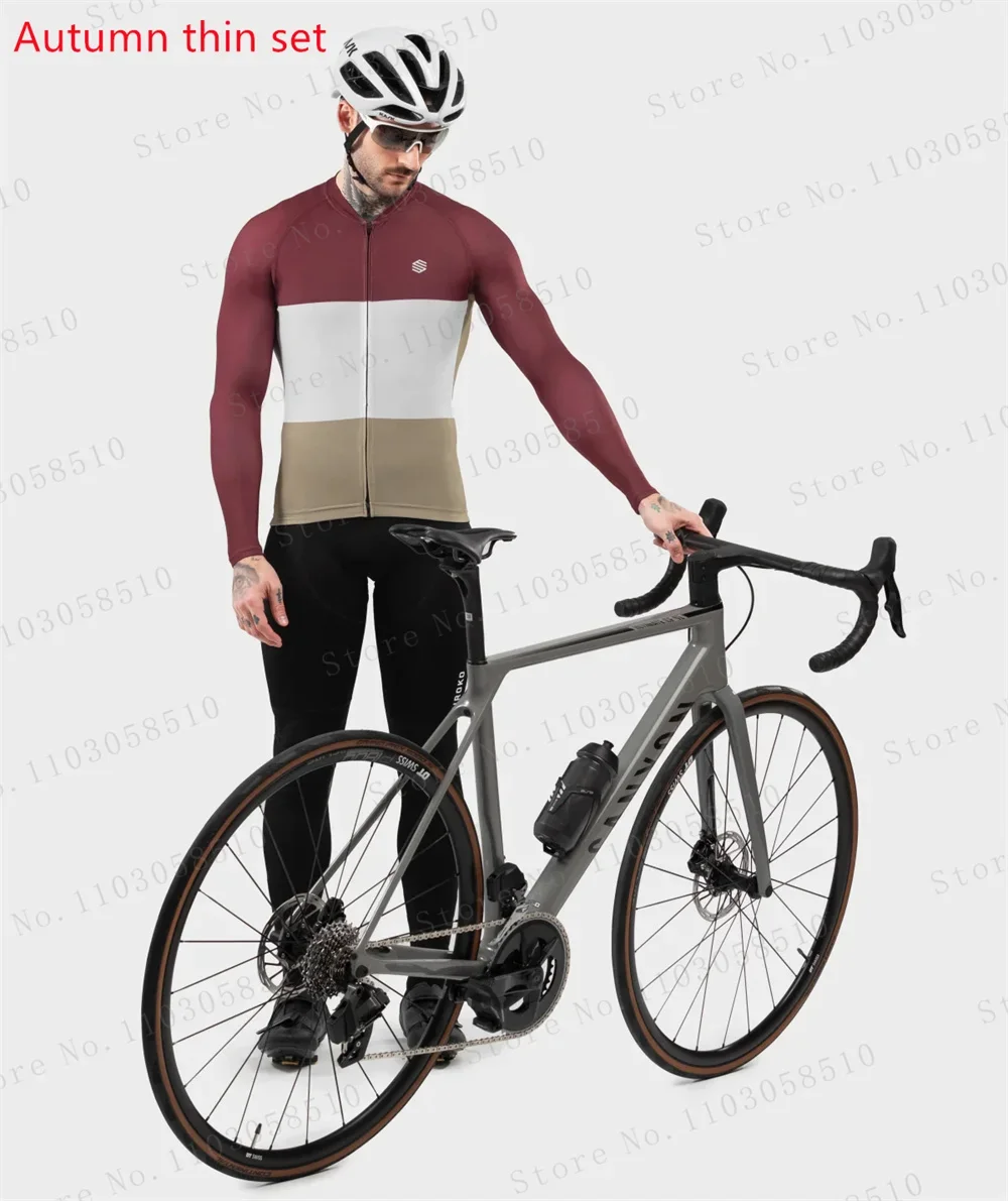 SIROKO Team Spring Long Cycling Jersey Sets Breathable Long Sleeve Spring New Men\'s MTB Bicycle Clothing Suits Roupa Ciclismo