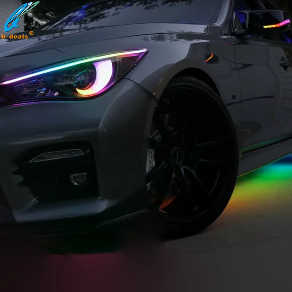 

New 12V Blue-tooth SRGBA LED DRL Boards Angel Eyes Auto Retrofit Front Headlight Car Light Accessory for Infiniti Q50 2014-2021