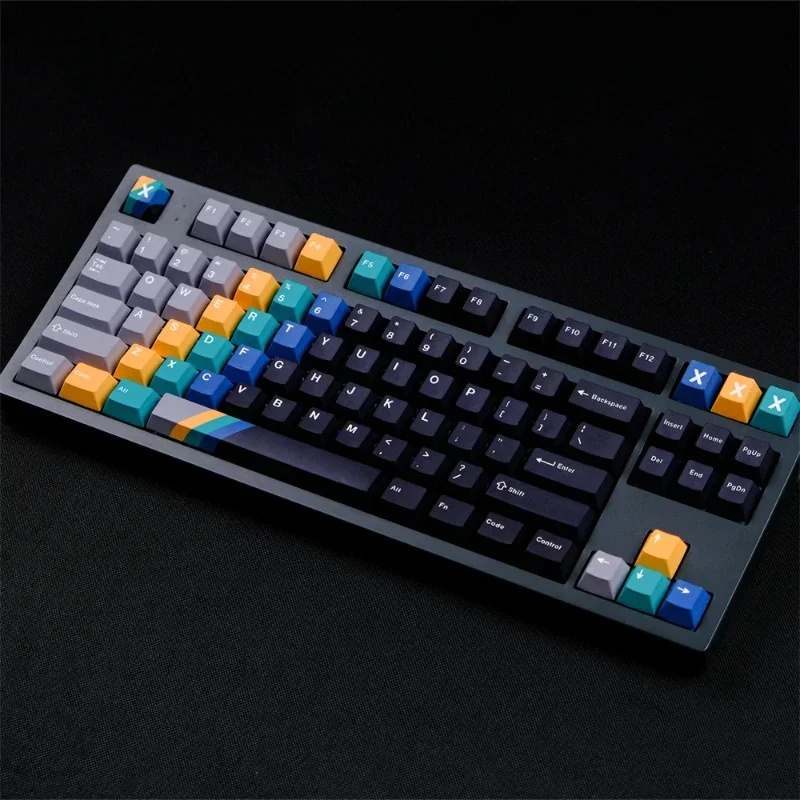 Imagem -03 - Gmk Record Keycaps Teclado Gradiente de Cor Perfil Cereja Pbt Sublimação Térmica Teclado Mecânico 129 Chaves