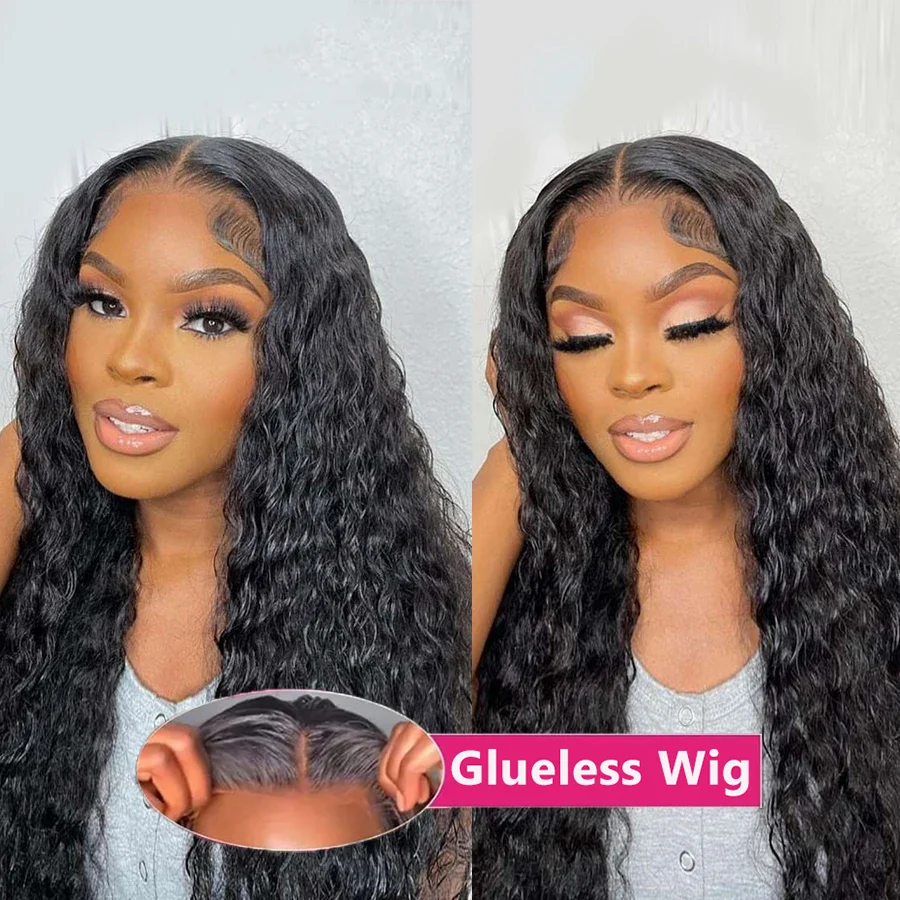 

Deep Wave Cheap 6x4 Lace Glueless Wig 100% Human Hair Brazilian Pre Cut Hairline 200% Water Curly Ready To Go Lace Wig For Women