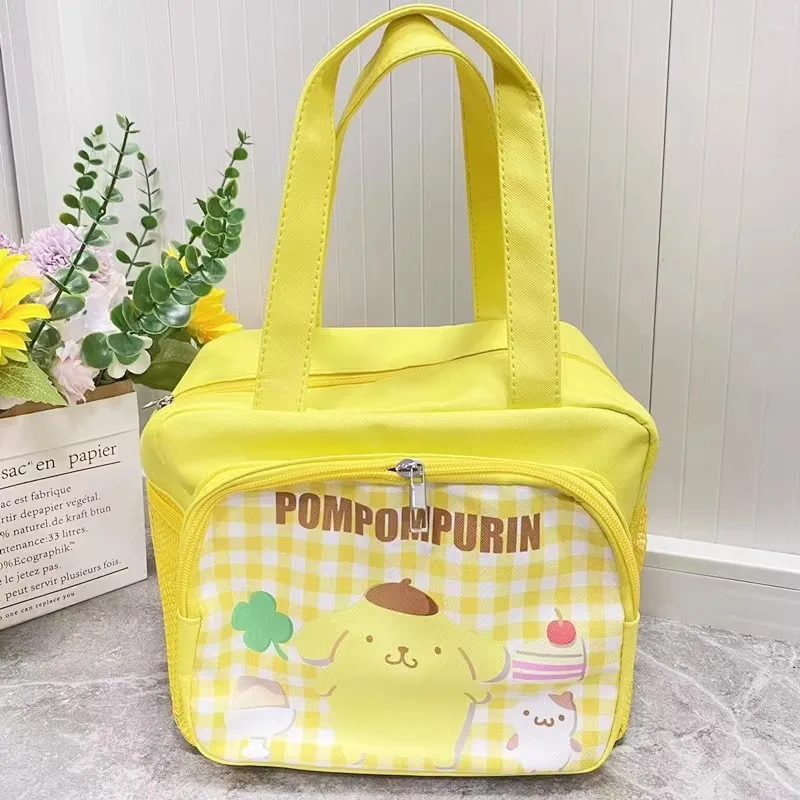 Sanrio kartun genggam multi-saku Kuromi Cinnamoroll tas kotak makan siang portabel keluar-going tas kotak makan siang kapasitas besar