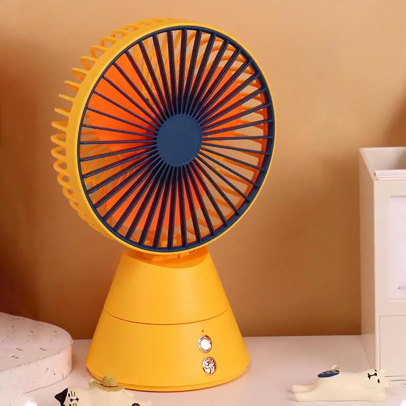 USB Rechargeable Fan 3 Speeds Oscillating Desk Fan Non-Slip Desk Fan For Home Adjustable Fan With Light For Summer Hot Weather