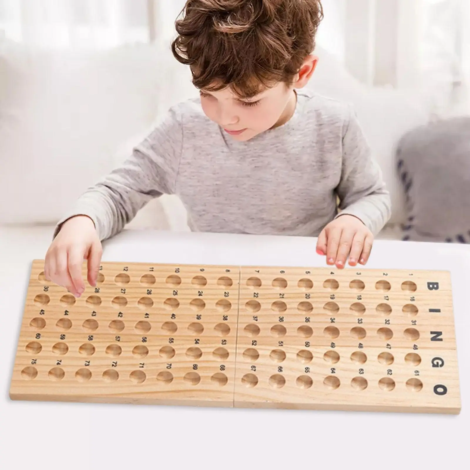 

Professional Foldable Bingo Masterboard Sturdy Ball Holder Wooden Board for Math Practice and Party Fun