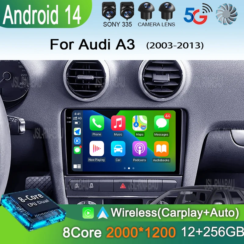 

Android 15 Carplay Auto Car Radio For Audi A3 8P 2003-2013 2din Multimedia Player GPS Navigation Audio Stereo DSP 360 Camera 4G