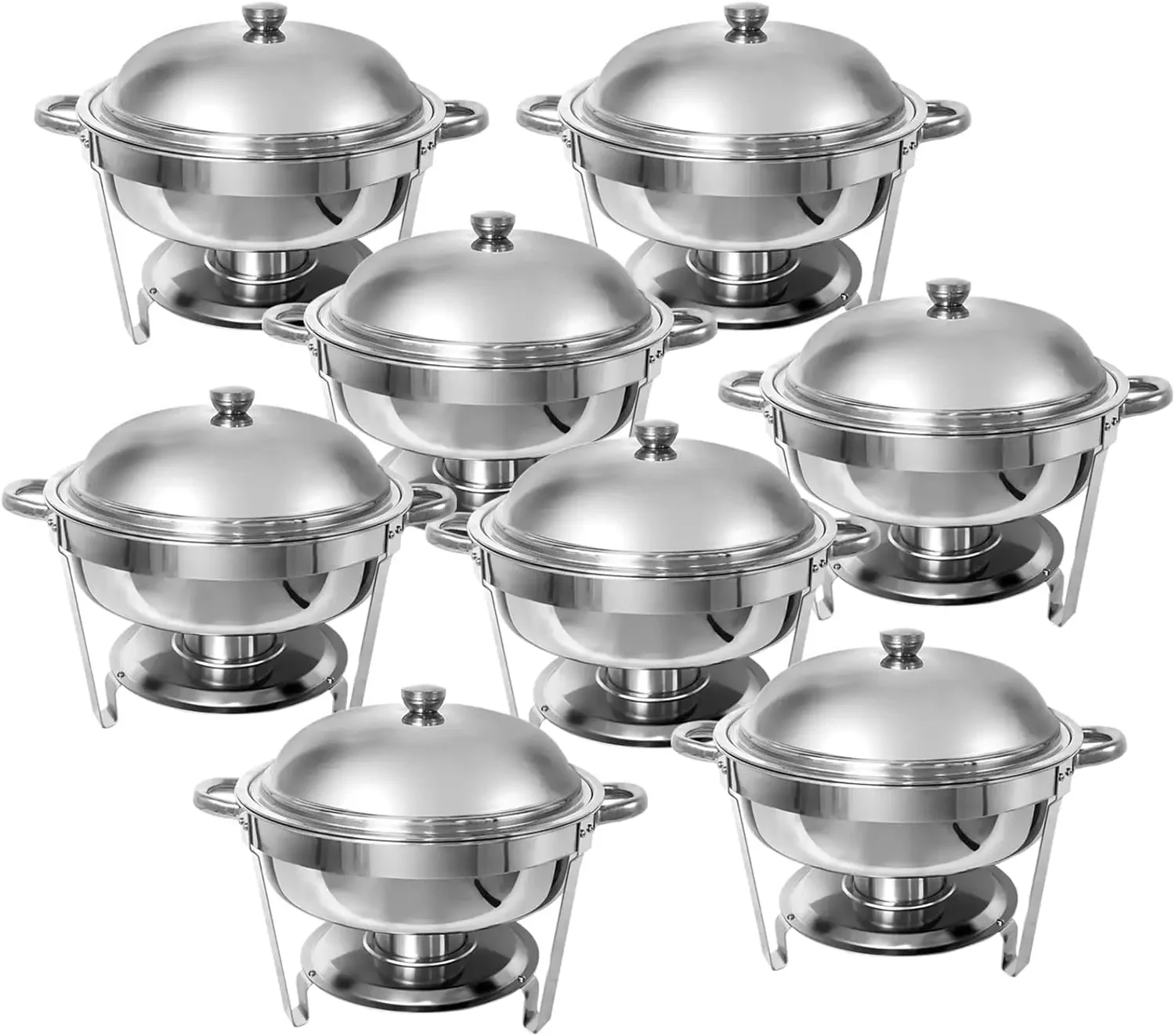 

Chafing Dish Buffet Set 8 Pack, 6QT Round Chafing Dishes for Buffet with Anti-scald Lid, Stainless Steel Chafers and Buffet