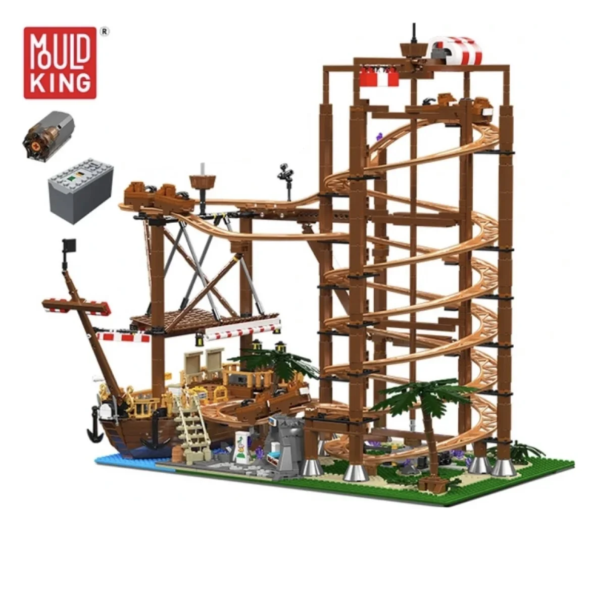 

MOULD KING 11013 Creative Loops Roller Coaster with Pirate Ship Building Blocks Amusement Park Construction Toys Set