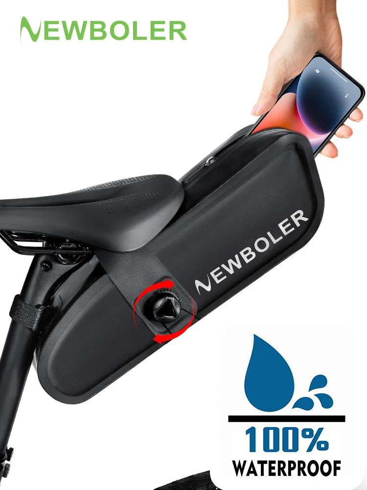 AliExpress NEWBOLER 4L Bicycle Saddle Bag Full Waterproof Bicycle Rear Bag Knob Lock MTB Road Bike Tail Pack Bike Accessories