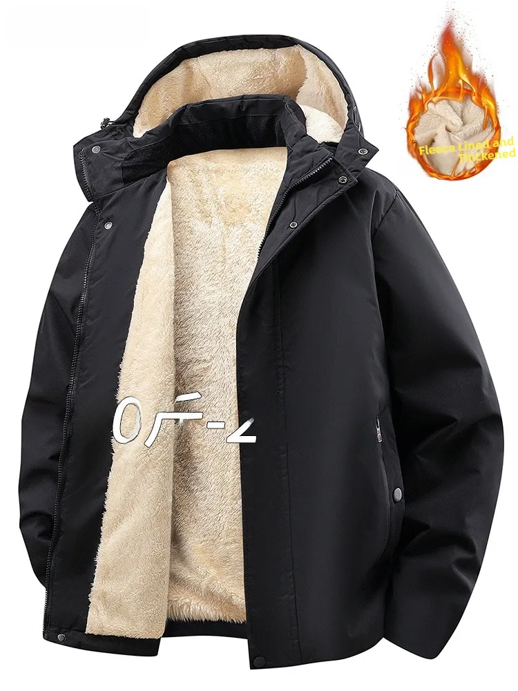 

Men's plus Size Cotton Jaet Winter New Sle Fce Lined Thiened Warm Hooded Workwear Jaet Loose Cool Cotton Coat