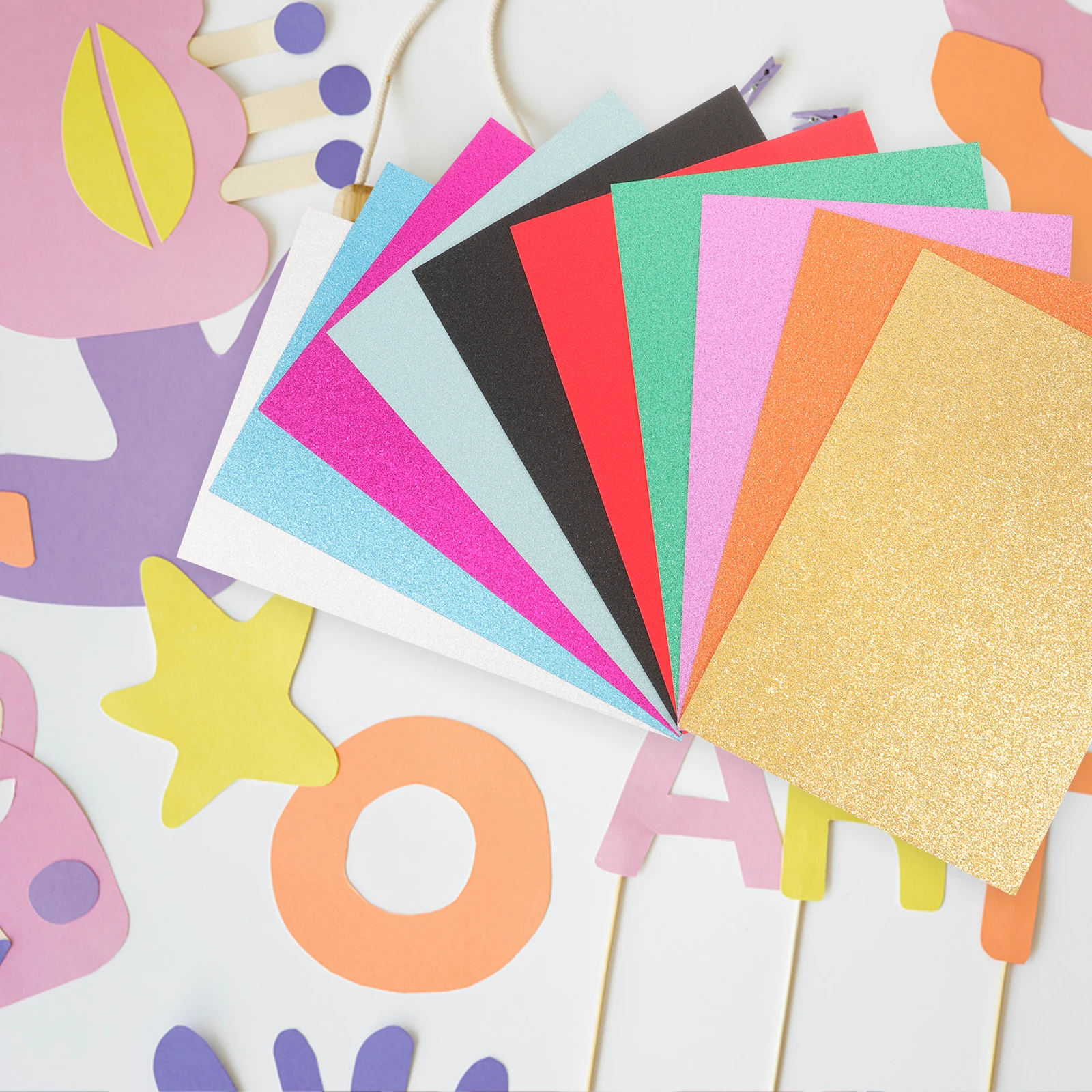 

10 Sheets A4 Glitter Cardstock Paper 10 Colors Craft DIY Materials Kids Kindergarten School Party Favor Christmas