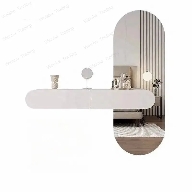 

Mirror Cream Suspended Dressing Table Bedroom Furniture Minimalist Dressing Table Wall Mounted Dressing Combination Table