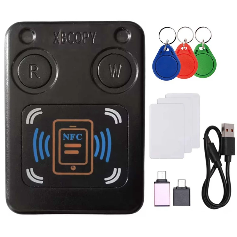 NFC RFID Smart Chip Card Reader Copier +3XUID Card/CUID Keychain IC 13.56M ID 125K 250K 375K RFID Token Clone Duplicator