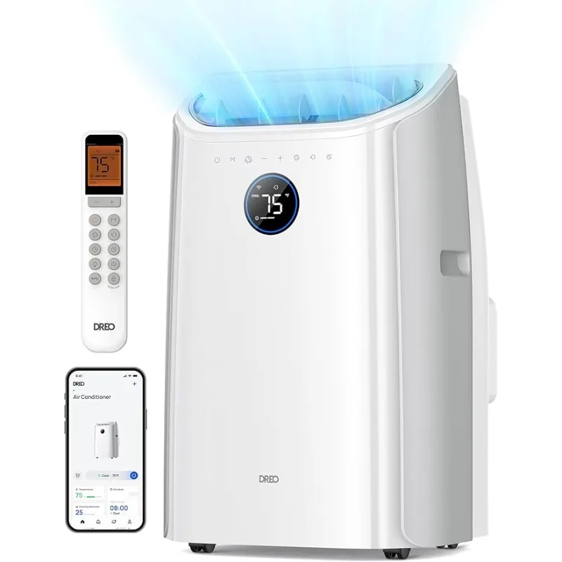 Dreo Portable Air Conditioners, 12,000 BTU AC Unit for Bedroom with Drainage-free Cooling, 46dB Quiet, APP/Voice/Remote