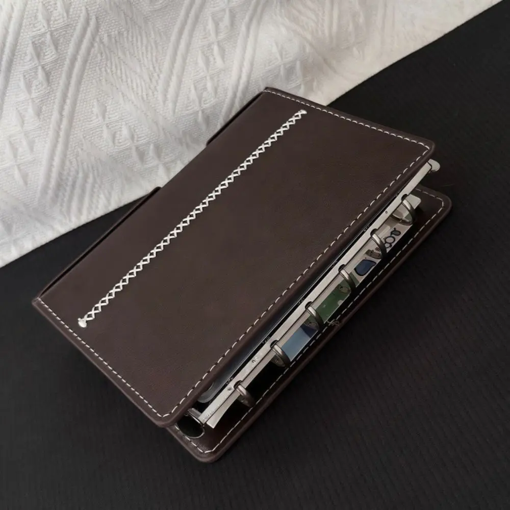 Multi Functional Retro Brown Loose-leaf Notebook PU Leather DIY Scrapbook Travel Journal A7 Notepad Travel Use