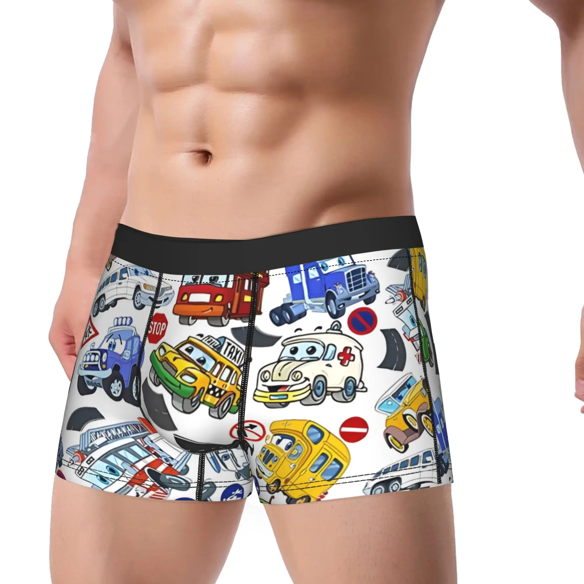 Cartoon Face Cars Underpants Breathbale Panties Male Underwear car Print Shorts Boxer Briefs
