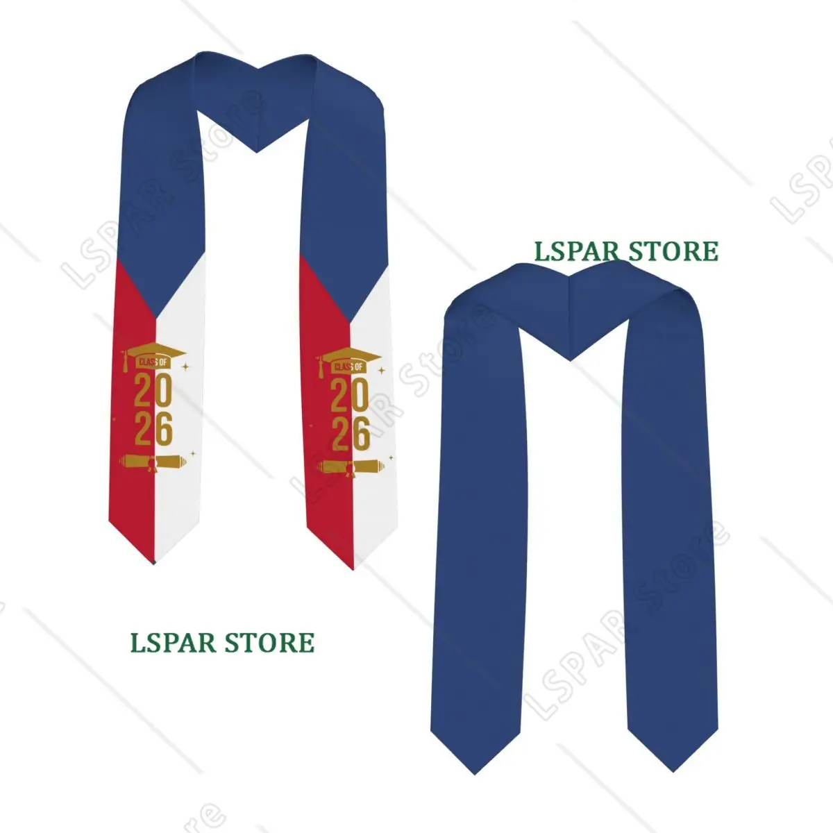 Class Of 2026 Czech Republic Flag Graduation Stole Sash Scarf For International Students Proud 183CM Long view 2