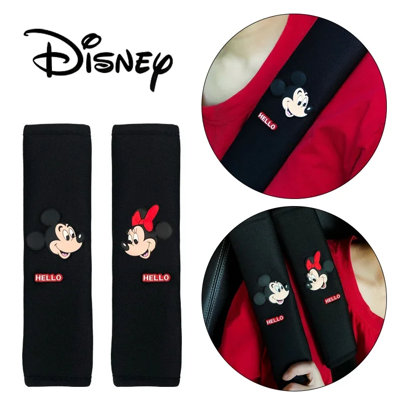 Disney Mickey Minnie Car Safety Belt Protector Cute Cartoon Shoulder Strap Fashion Car Interior Accessories Auto Seat Belt Cover