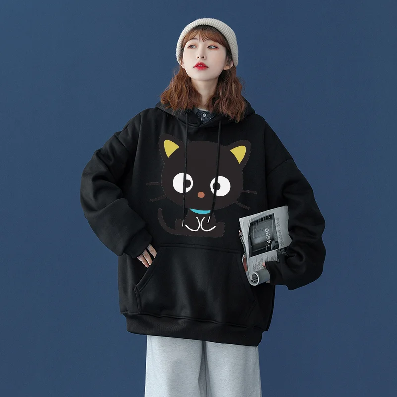 

Sanrio Choco Cat Men's and Women's Hoodie Casual Street Clothing Long sleeved Sweatshirt Boys and Girls Autumn Top Coat