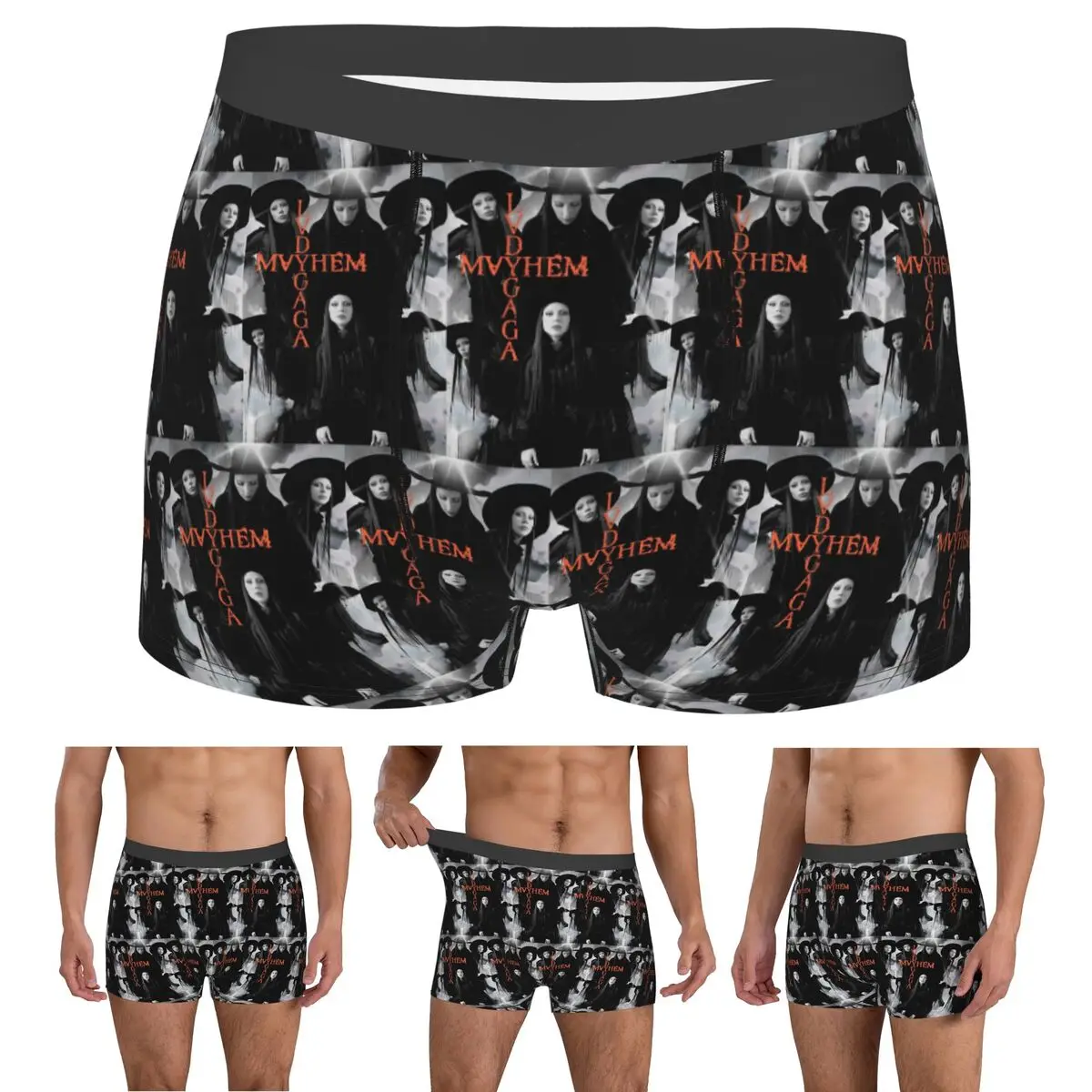 Boxer Underpants Shorts Lady Gaga Mayhem Album Panties Men's Ventilate Underwear for Homme Man Boyfriend Gifts
