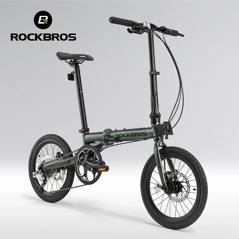 ROCKBROS Folding Bike 16 Inch 9 Speed Dual C-Brake Bike Aluminium Alloy Frame Adult Folding Bike Adjustable 11-32T City Bicycle