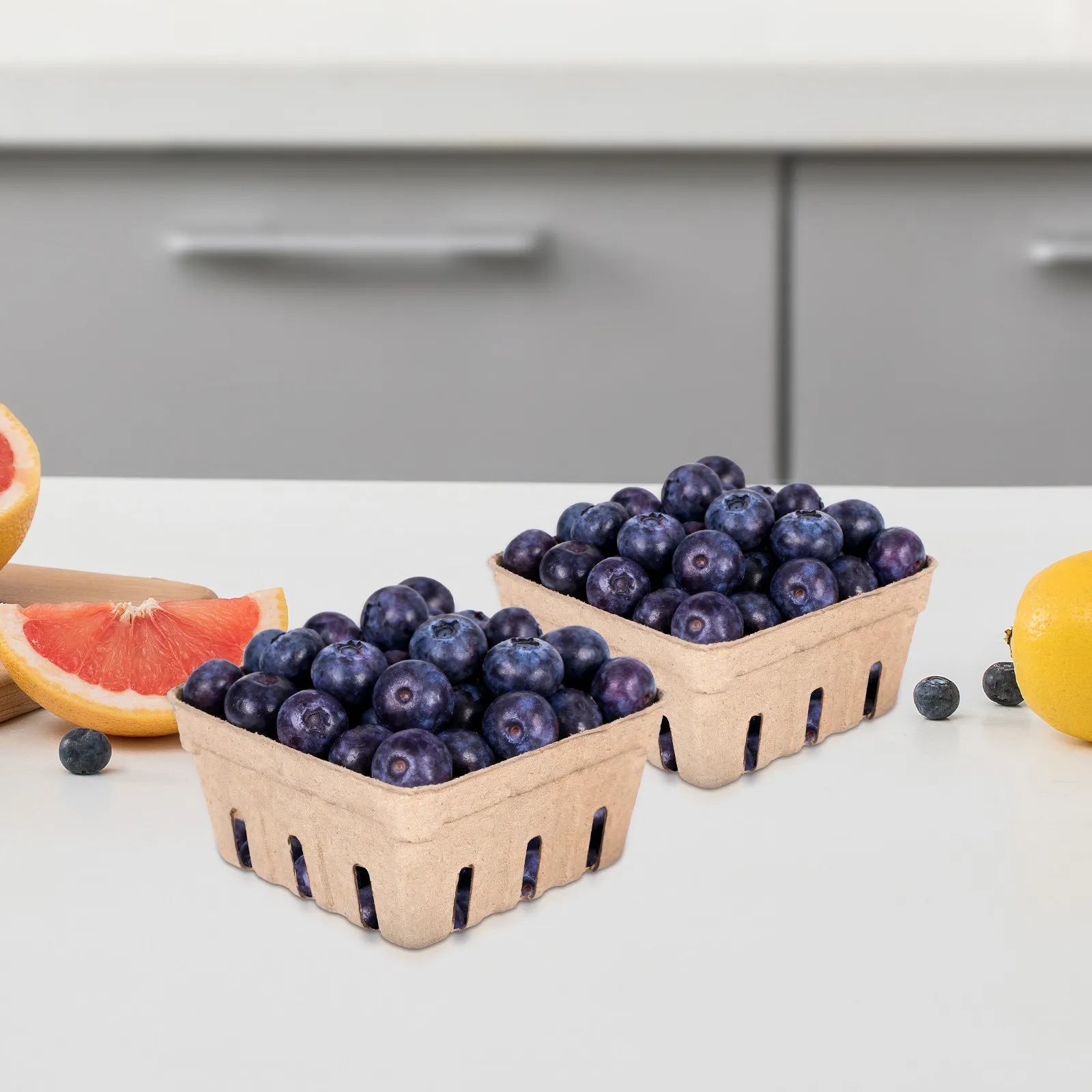 

50 шт. корзинок для фруктов из бумажной массы, натуральный деревенский дизайн, контейнеры для ягод, для холодильника, кухонной столешницы, домашнего декора, для овощей, фруктов, закусок