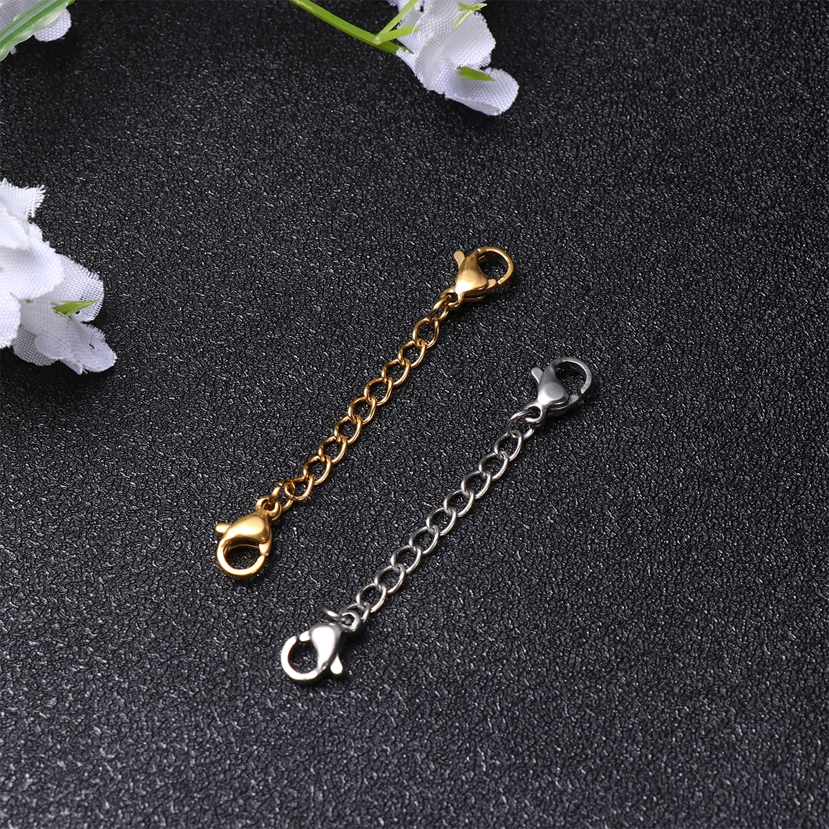 

12PCS Extender Chain Necklace Bracelet Sterling Silver Lobster Clasp Buckles DIY Jewelry Making Supplies Multiple Sizes