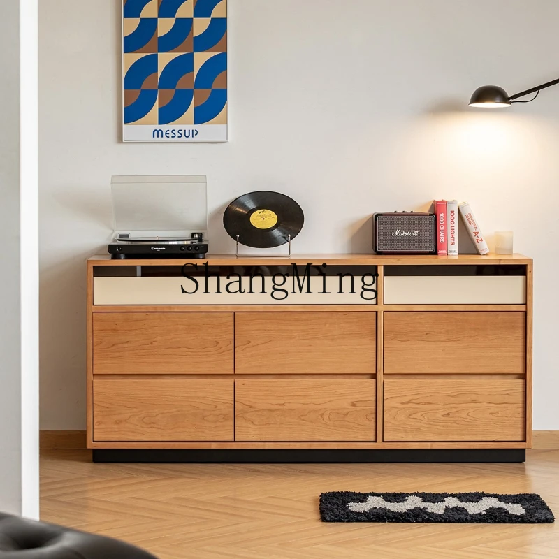 

ZYY solid wood retro style home bedroom living room locker cherry wood storage locker