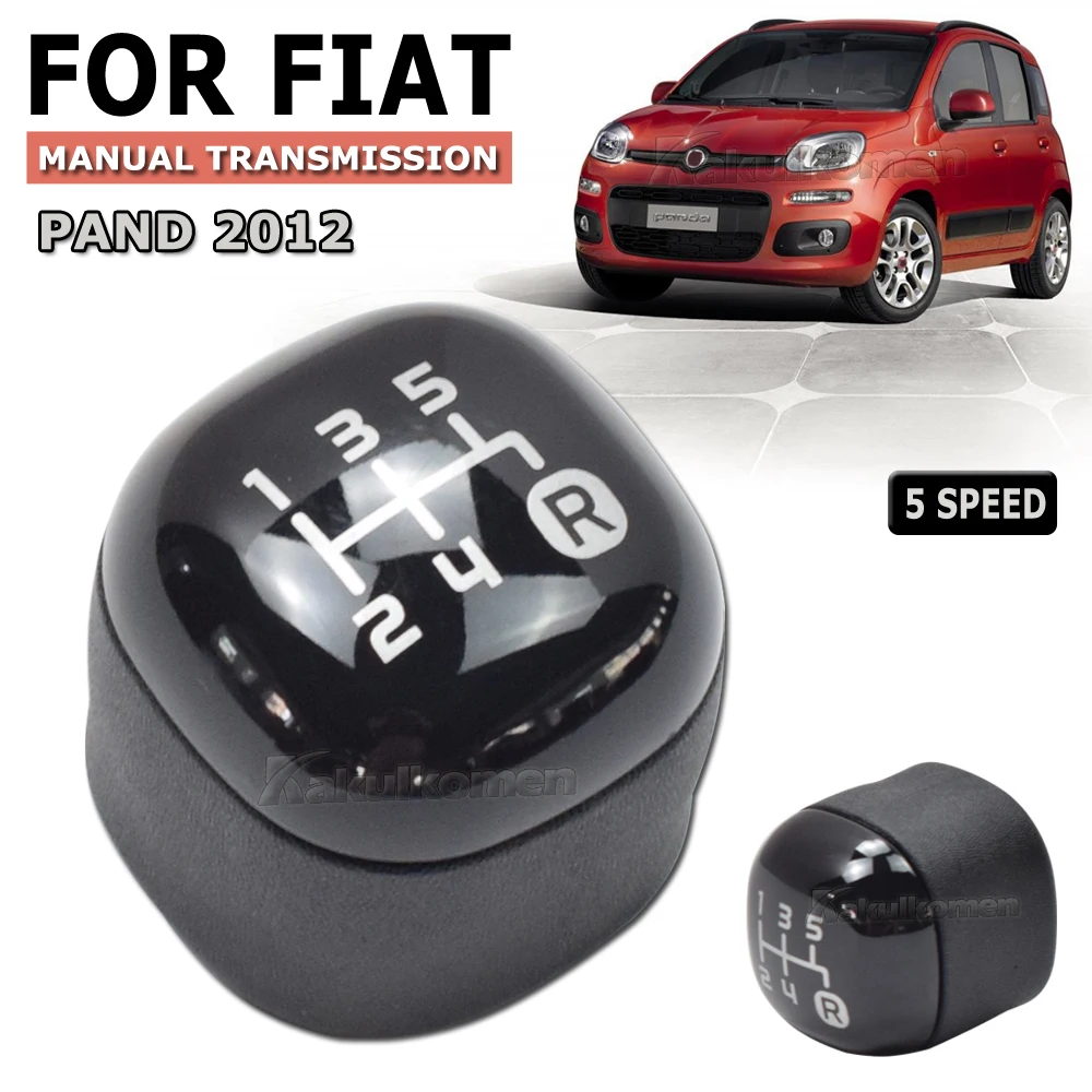 Gear Knob Stick Button For Fiat Panda From 2012 Black 5 Speed Plastic Manual Gear Shift Knob Lever Change Gearbox Shifter