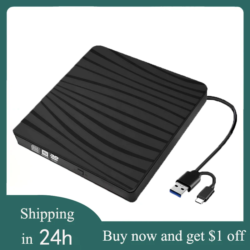 External Optical Drive USB 3.0 Type C CD Burner Drive-free High-speed Read-write Recorder DVD-RW Player Writer Reader