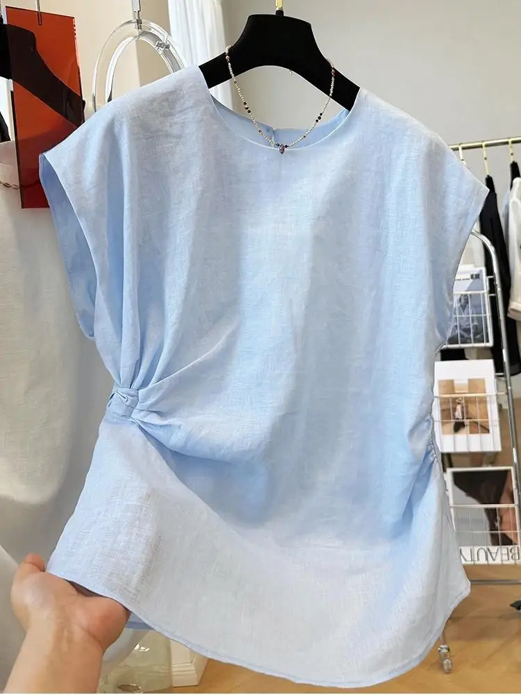 

Womens Tops Retro Thin Shirt New Top Sleeveless T-shirt Summer Fashion Loose Women's Clothing