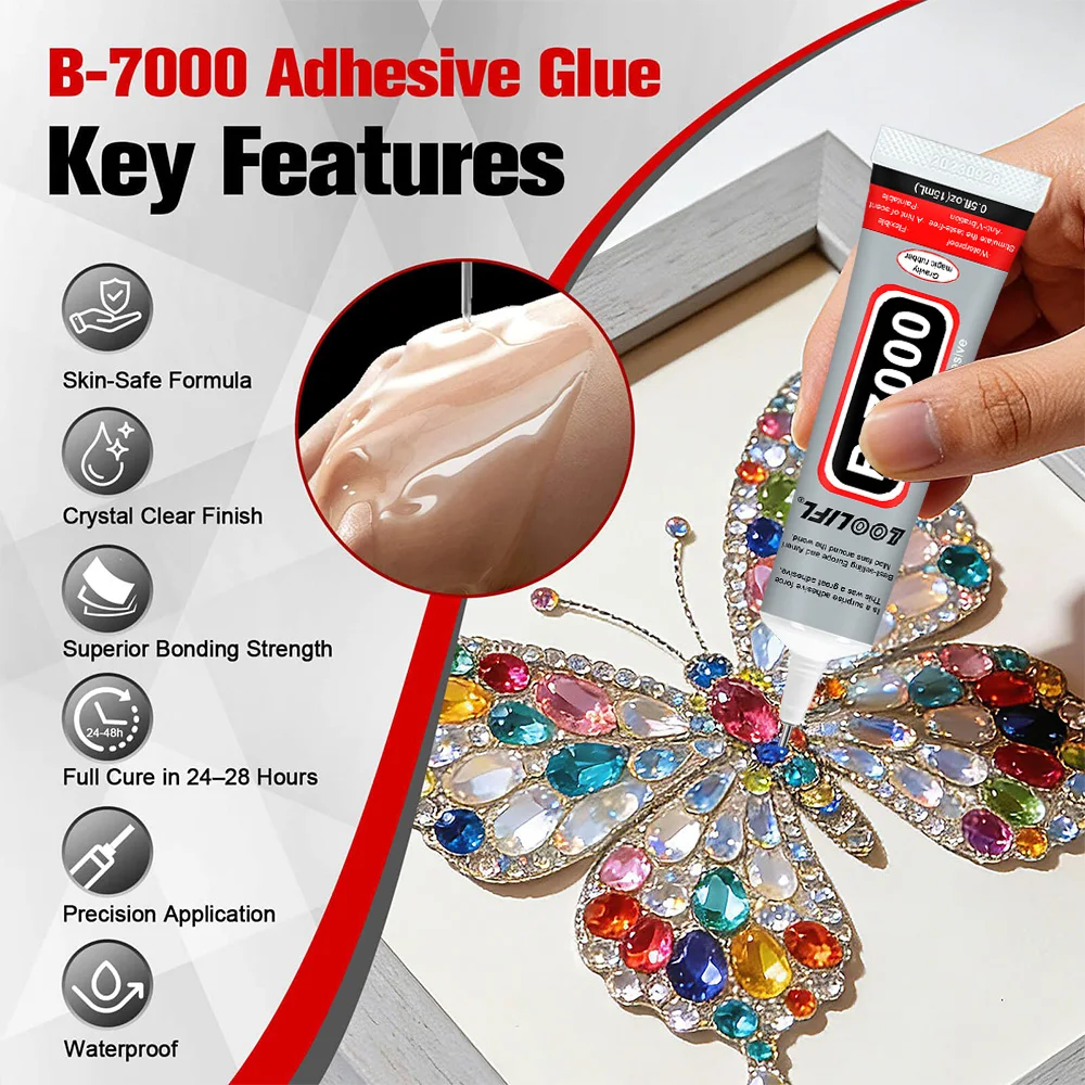 Loolifl B-7000 15/25/50/110ml Transparenter Handybildschirm-Reparaturkleber Universeller Glas- und Kunststoffkleber für DIY mit Präzisionsapplikator – Detail 7
