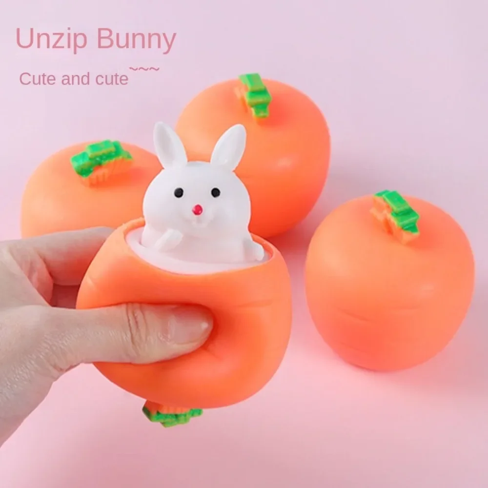 Carrot Squeeze Toy Rabbit Pop Up Carrot Bunny Stress Relief Basket Stuffers Squeezing Carrot Rabbit Cup Stress-relief Toy