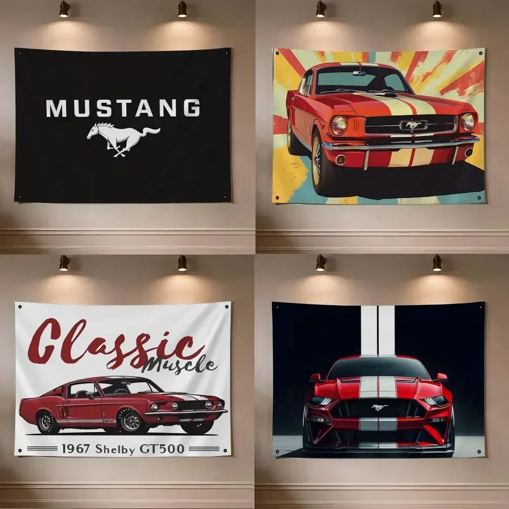 F-Ford Mustang Flags flag For Room Dorm Camping Picnic Art Style Garage Bar wall Decoration Banner