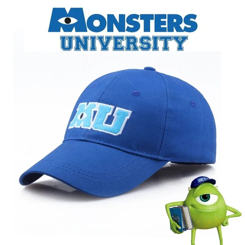 Disney Monsters University Sullivan Sulley Mike MU Letters Embroidery Baseball Cap Blue Hat cartoon Baseball Caps adult Sun Hats