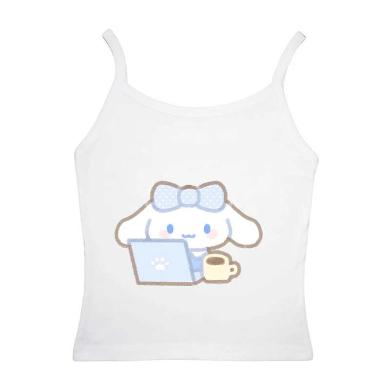 Japen Style Cartoon Sanrio Cinnamoroll Cute Print Summer Short Top Slim Vest New Style Y2K