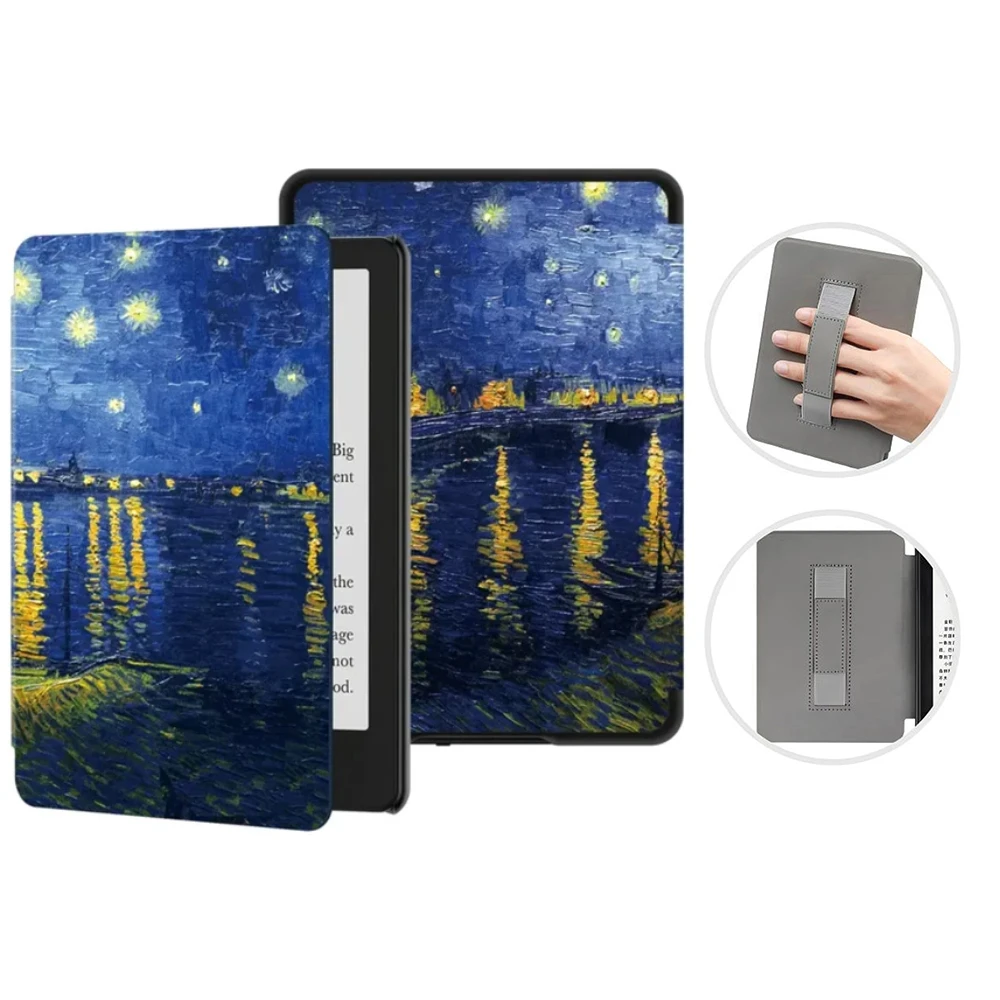 Custodia Per Kindle 6" 11a Gen (2024/2022) – TPU Posteriore, Auto Sleep/wake, Cinturino Da Polso, Nera