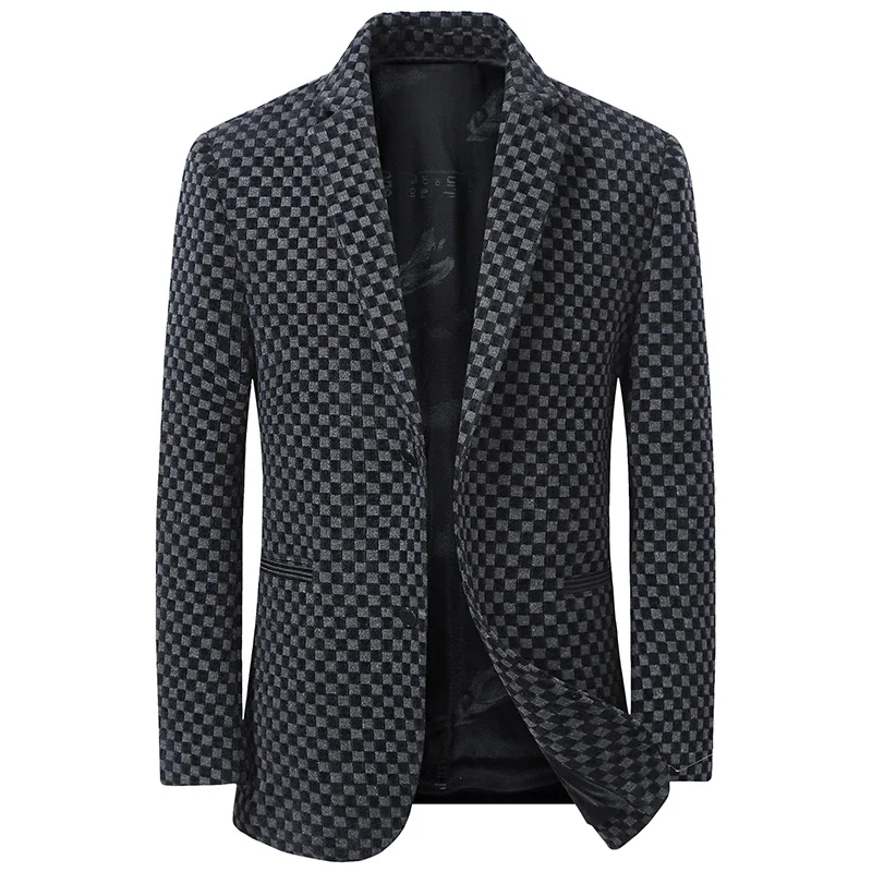 

High Quality Blazer Men's British Style Advanced Simple Business Casual Fashion Elegant Work Party Gentleman Loose Suit Jacket