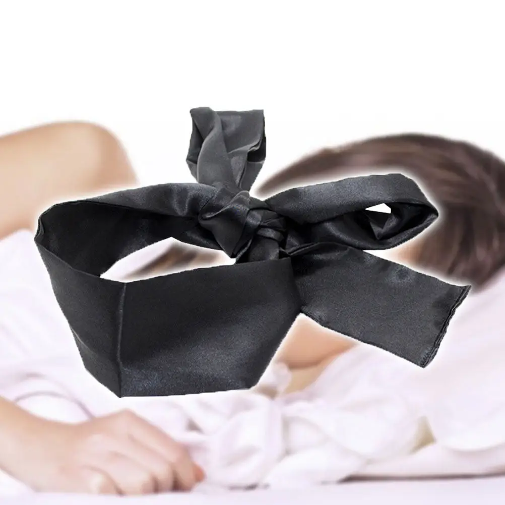 Black Satin Sleep Eye Mask Comfortable Blindfold for Travel Home Light Blocking Costume Props Band Blinder Satin Blindfold