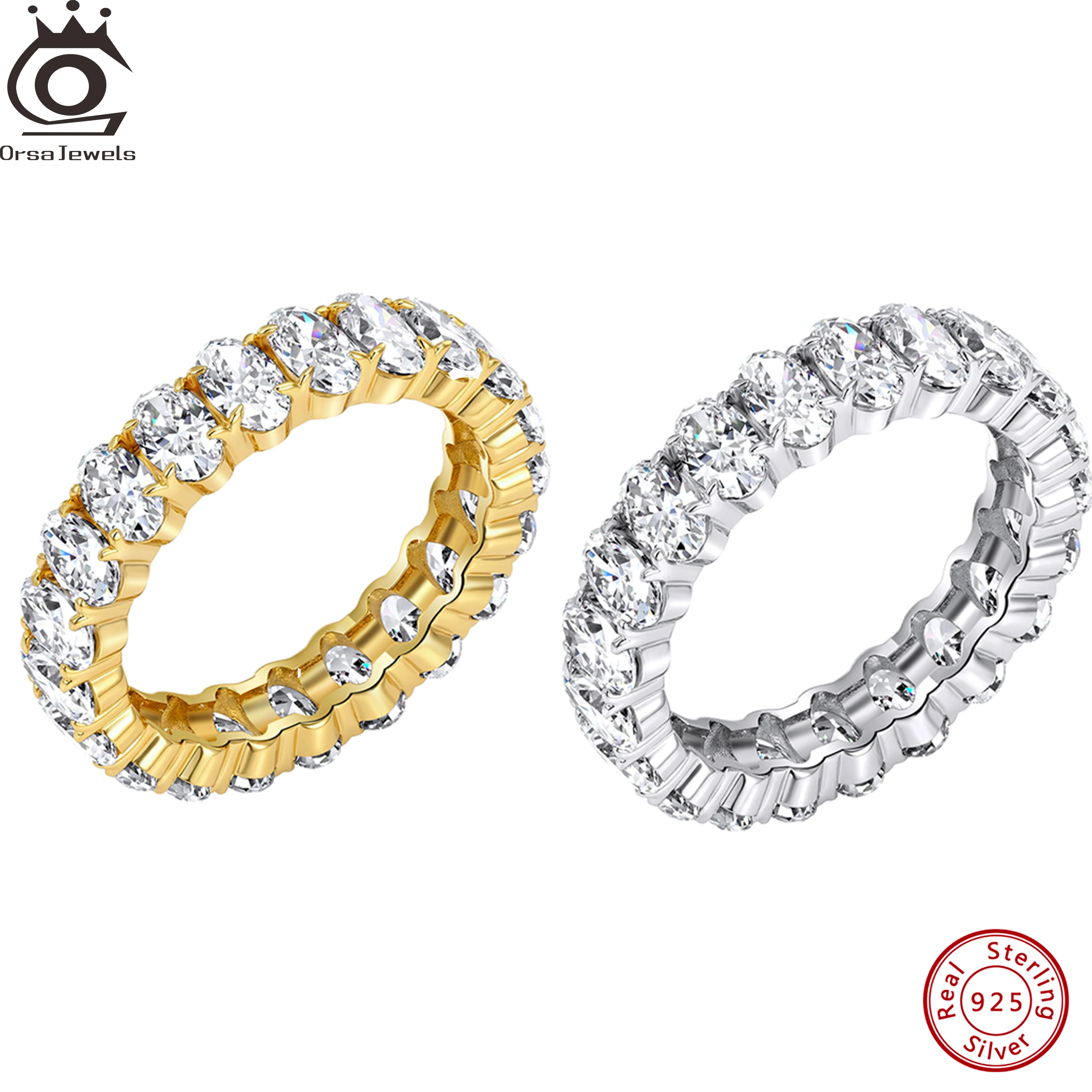 

ORSA JEWELS Brilliant 925 Sterling Silver D Color Full Moissanite Diamand Ring Jewelry for Women Luxury Wedding Ring Gift MOR25