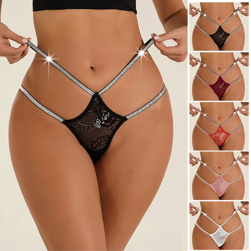 Sexy Thongs Double Thin Belt Women\'s Panties High-waisted Lace Transparent Lingerie Thongs Women Sexy Трусы Женские